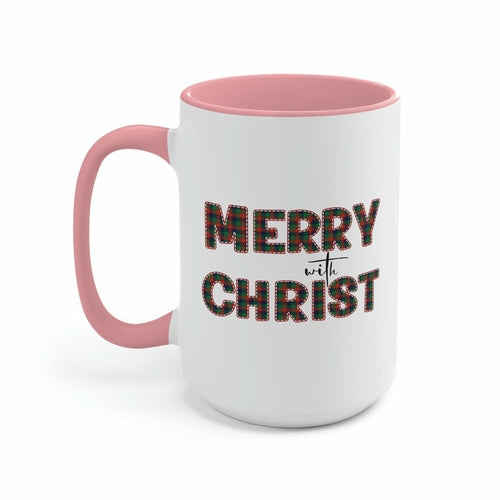 Ceramic Gift Mug 15oz - Merry with Christ - Christmas Holiday Tea or