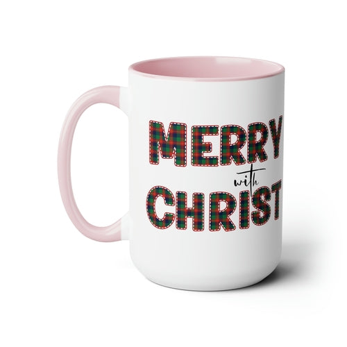 Ceramic Gift Mug 15oz - Merry with Christ - Christmas Holiday Tea or