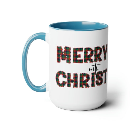 Ceramic Gift Mug 15oz - Merry with Christ - Christmas Holiday Tea or