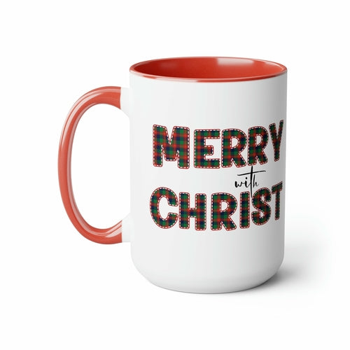 Ceramic Gift Mug 15oz - Merry with Christ - Christmas Holiday Tea or