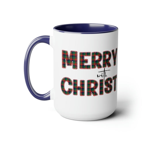 Ceramic Gift Mug 15oz - Merry with Christ - Christmas Holiday Tea or