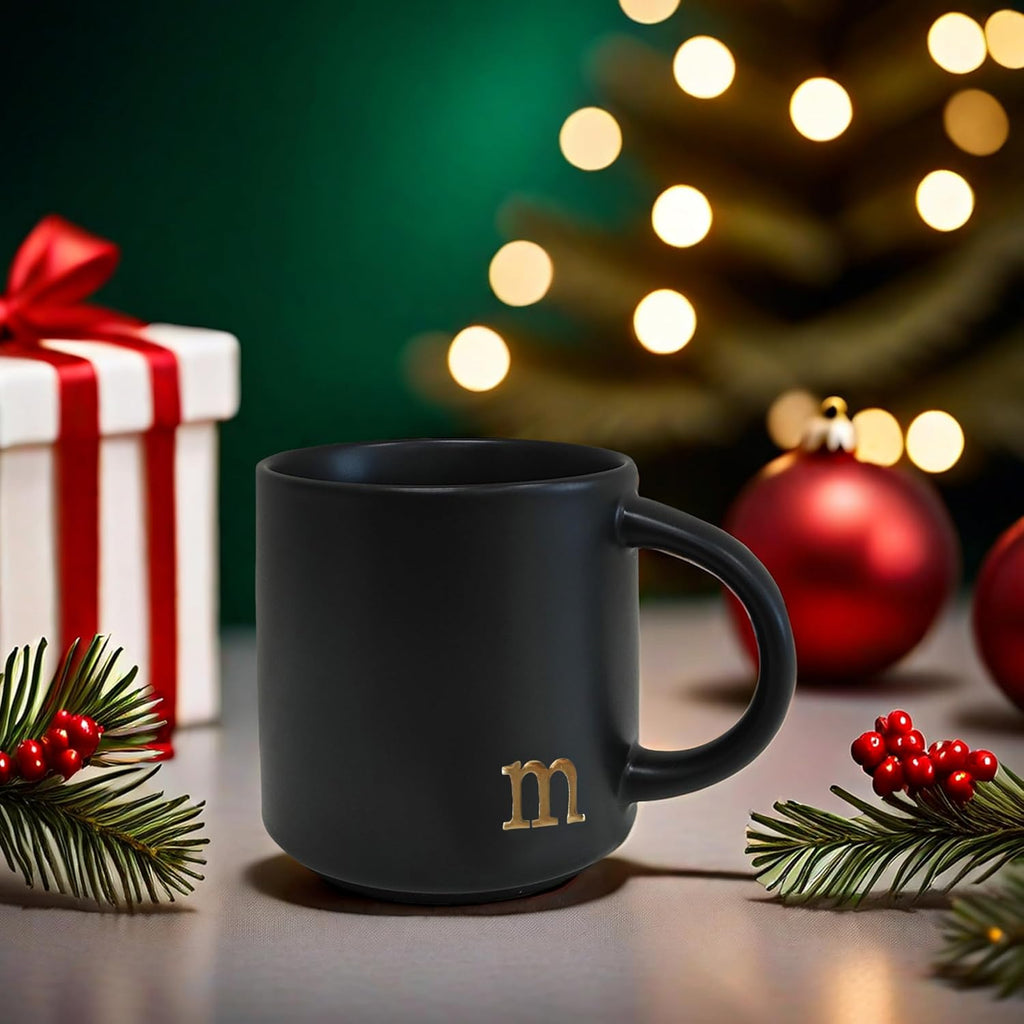 Personalized Ceramic Coffee Mug with Gold Monogram, 15 oz Custom Initial Mug with Gift Box | Elegant Dishwasher Safe Gift for Birthday, Christmas & Special Occasions