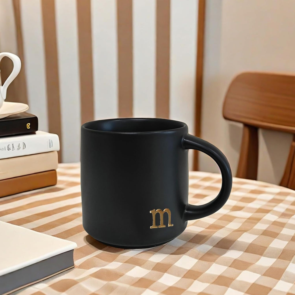 Personalized Ceramic Coffee Mug with Gold Monogram, 15 oz Custom Initial Mug with Gift Box | Elegant Dishwasher Safe Gift for Birthday, Christmas & Special Occasions