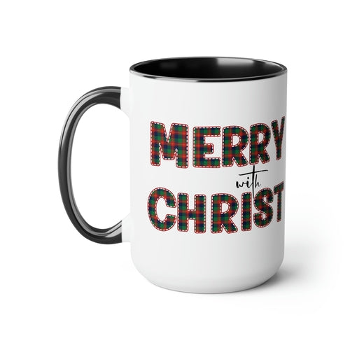 Ceramic Gift Mug 15oz - Merry with Christ - Christmas Holiday Tea or