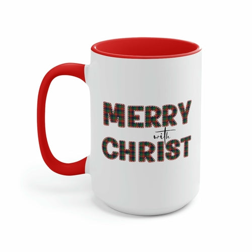 Ceramic Gift Mug 15oz - Merry with Christ - Christmas Holiday Tea or