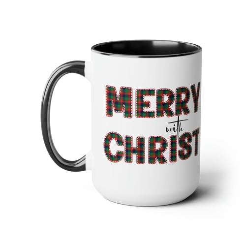 Ceramic Gift Mug 15oz - Merry with Christ - Christmas Holiday Tea or