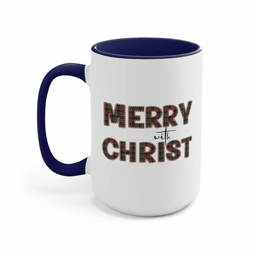 Ceramic Gift Mug 15oz - Merry with Christ - Christmas Holiday Tea or