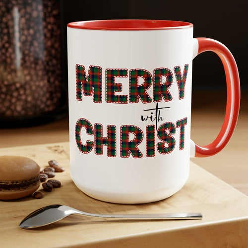 Ceramic Gift Mug 15oz - Merry with Christ - Christmas Holiday Tea or