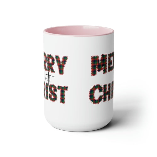Ceramic Gift Mug 15oz - Merry with Christ - Christmas Holiday Tea or