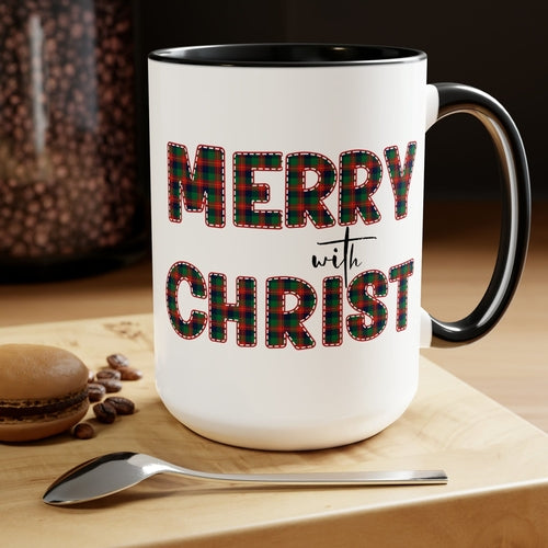 Ceramic Gift Mug 15oz - Merry with Christ - Christmas Holiday Tea or