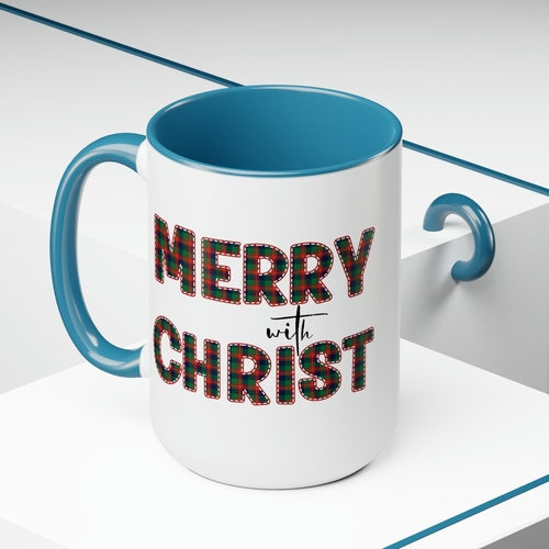 Ceramic Gift Mug 15oz - Merry with Christ - Christmas Holiday Tea or