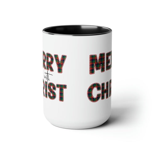 Ceramic Gift Mug 15oz - Merry with Christ - Christmas Holiday Tea or