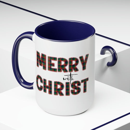 Ceramic Gift Mug 15oz - Merry with Christ - Christmas Holiday Tea or