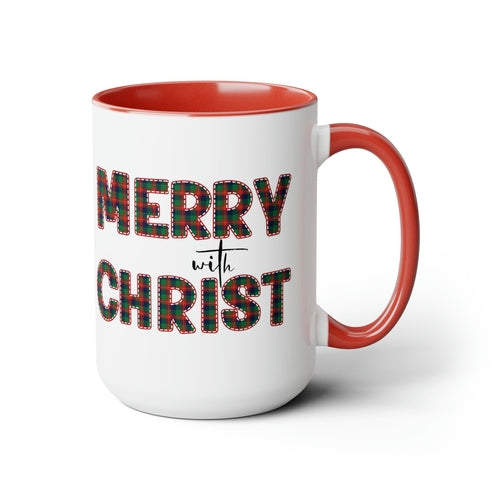 Ceramic Gift Mug 15oz - Merry with Christ - Christmas Holiday Tea or
