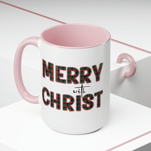 Ceramic Gift Mug 15oz - Merry with Christ - Christmas Holiday Tea or