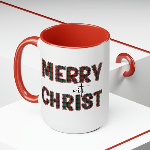 Ceramic Gift Mug 15oz - Merry with Christ - Christmas Holiday Tea or