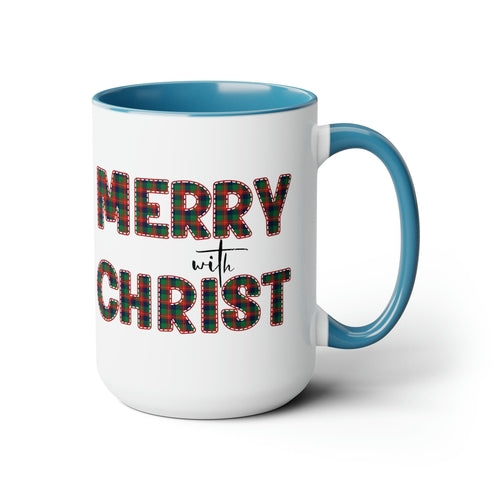 Ceramic Gift Mug 15oz - Merry with Christ - Christmas Holiday Tea or