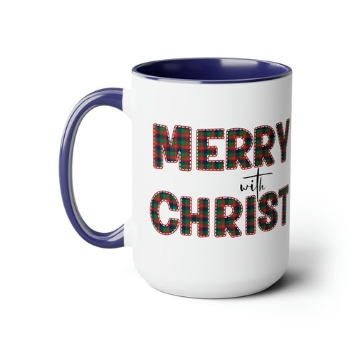 Ceramic Gift Mug 15oz - Merry with Christ - Christmas Holiday Tea or