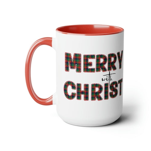 Ceramic Gift Mug 15oz - Merry with Christ - Christmas Holiday Tea or