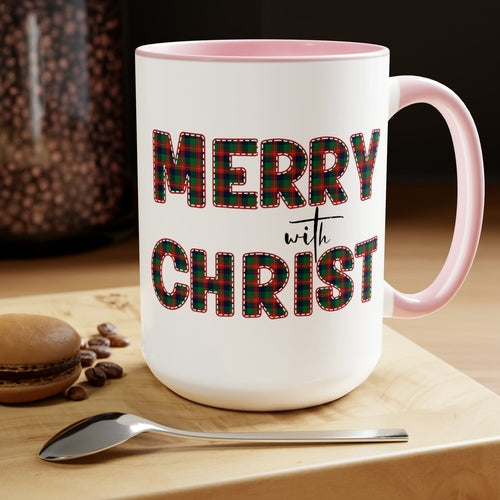 Ceramic Gift Mug 15oz - Merry with Christ - Christmas Holiday Tea or