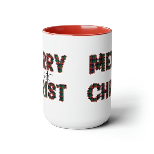 Ceramic Gift Mug 15oz - Merry with Christ - Christmas Holiday Tea or