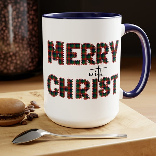 Ceramic Gift Mug 15oz - Merry with Christ - Christmas Holiday Tea or