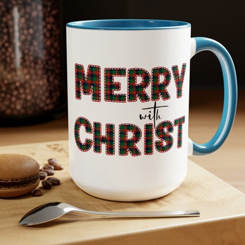 Ceramic Gift Mug 15oz - Merry with Christ - Christmas Holiday Tea or