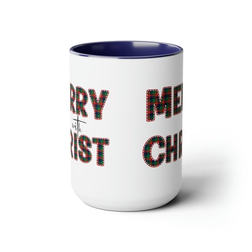 Ceramic Gift Mug 15oz - Merry with Christ - Christmas Holiday Tea or