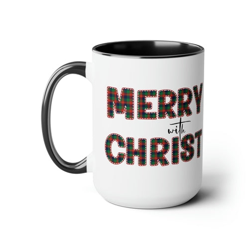 Ceramic Gift Mug 15oz - Merry with Christ - Christmas Holiday Tea or