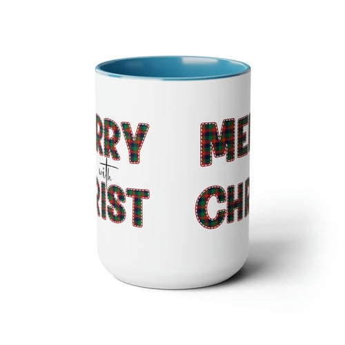 Ceramic Gift Mug 15oz - Merry with Christ - Christmas Holiday Tea or