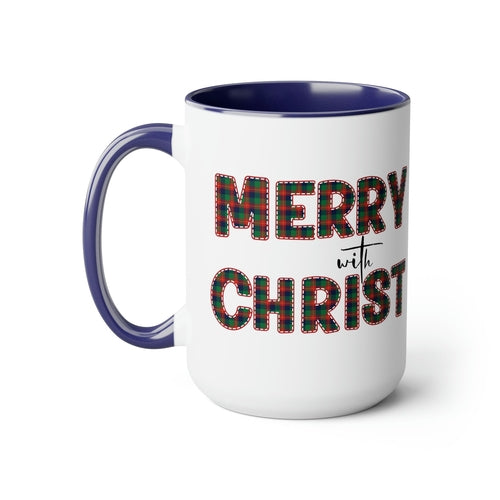 Ceramic Gift Mug 15oz - Merry with Christ - Christmas Holiday Tea or