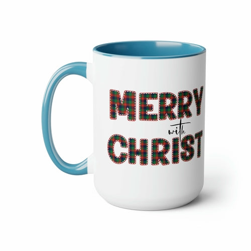 Ceramic Gift Mug 15oz - Merry with Christ - Christmas Holiday Tea or