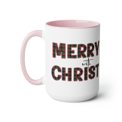 Ceramic Gift Mug 15oz - Merry with Christ - Christmas Holiday Tea or