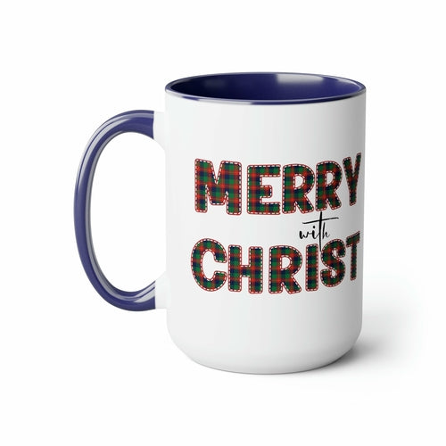 Ceramic Gift Mug 15oz - Merry with Christ - Christmas Holiday Tea or