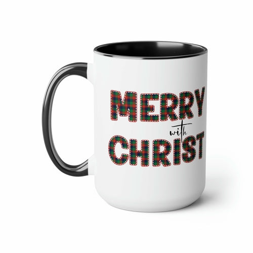 Ceramic Gift Mug 15oz - Merry with Christ - Christmas Holiday Tea or