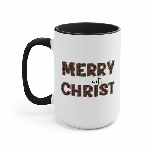Ceramic Gift Mug 15oz - Merry with Christ - Christmas Holiday Tea or